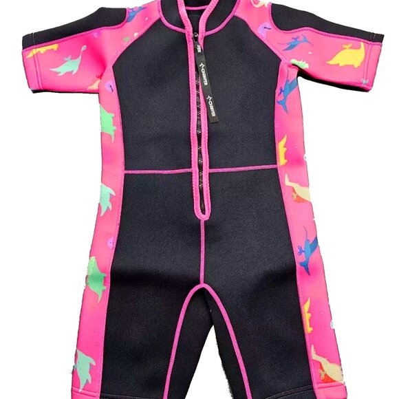 Chriffer Kid Wetsuit Shorty 2mm Neoprene Thermal Pink Black Swimwear - Picture 14 of 14